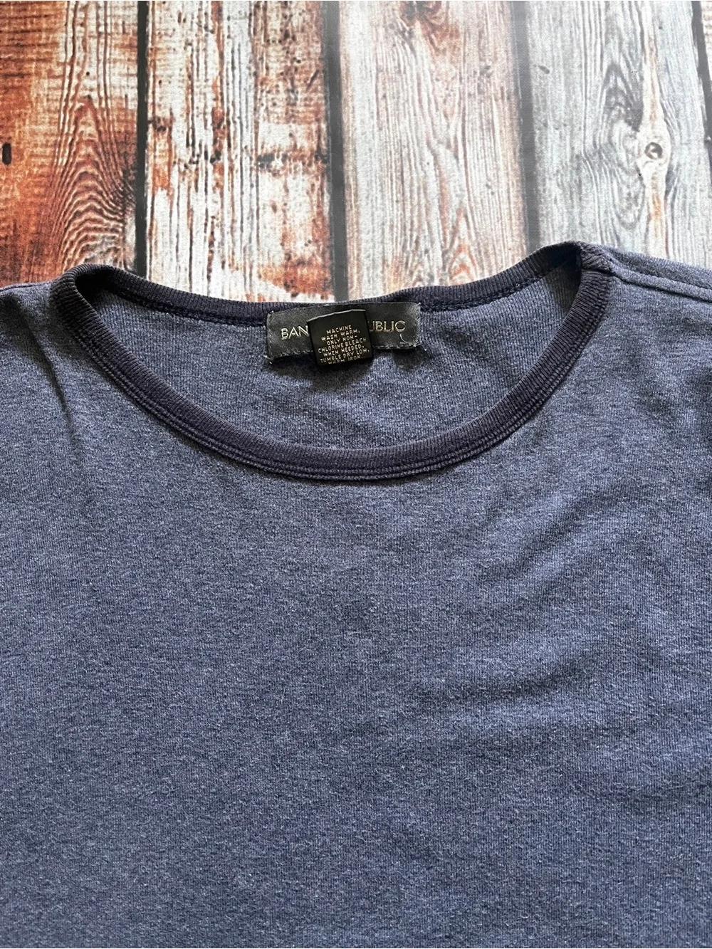 Banana Republic Men's Short Sleeve Blue Crew Neck Ringer Tee